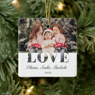 Elegant Family Photo Kärlek Julgransprydnad Keramik