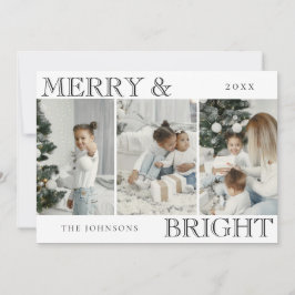 Elegant Family Photo | Merry and Bright Christmas Julkort