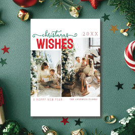 Elegant family photo merry christmas Card Julkort