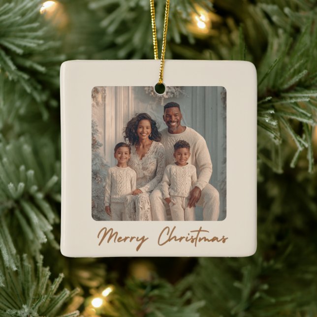 Elegant Family Photo Merry Christmas Ornament  (Träd)