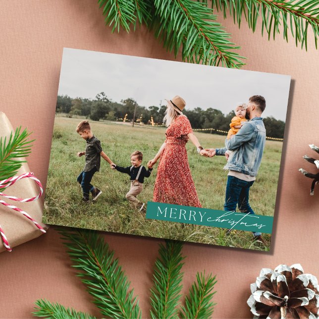 Elegant Family Photo Modern God jul Julkort (Elegant Family Photo Modern Merry Christmas Holiday Card)