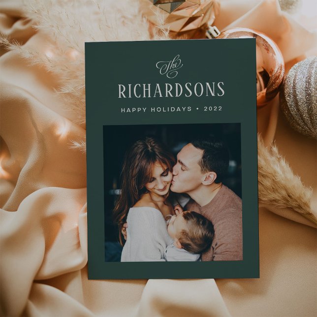 Elegant Family Photo och Namn | GLAD HELG Julkort (Skapare uppladdad)