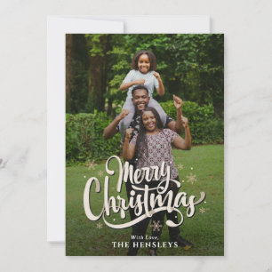 Elegant Family Photo och Namn GLAD HELG Meddelande