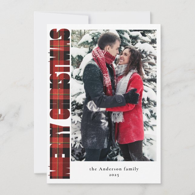 Elegant Family Photo Red Play God jul Julkort (Framsida)