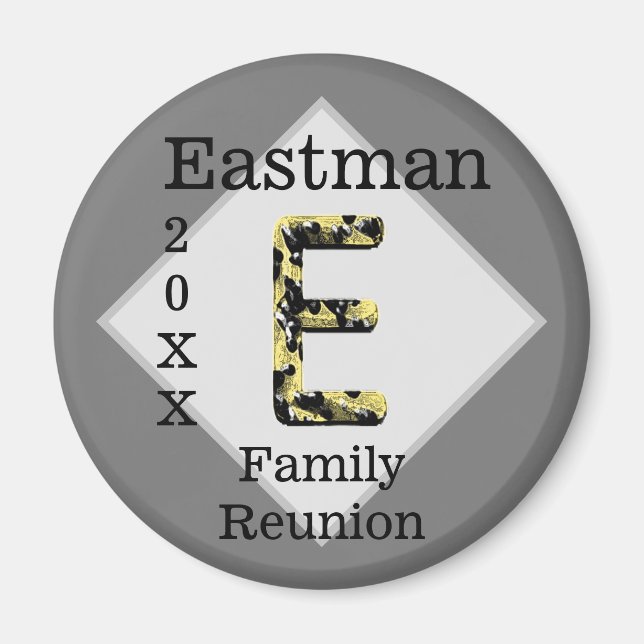 Elegant Family Reunion Keepsaké Brev E Monogram Magnet (Framsidan)