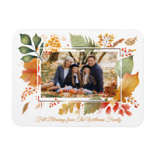 Elegant Family Thanksgiving Foto Höst löv Magnet