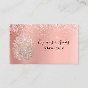 Elegant Fancy Falskt Rosa Guld Cupcake Sötsaker Ba Visitkort
