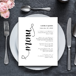 Elegant Fancy Script Bröllopsmeny Kort För Tallrik