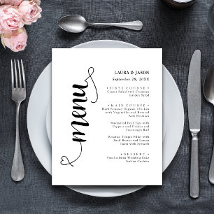 Elegant Fancy Script Bröllopsmeny Kort För Tallrik