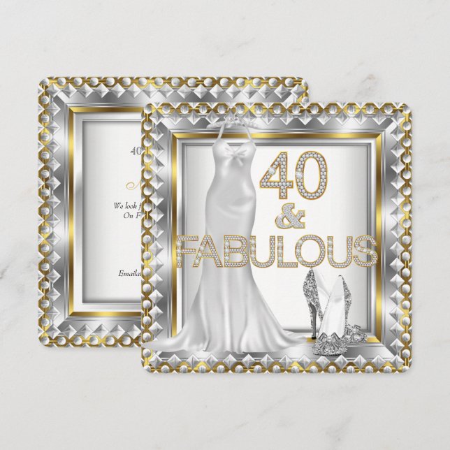 Elegant fantastisk 40 Deco klänning höga klackar Inbjudningar (Fram/baksida)