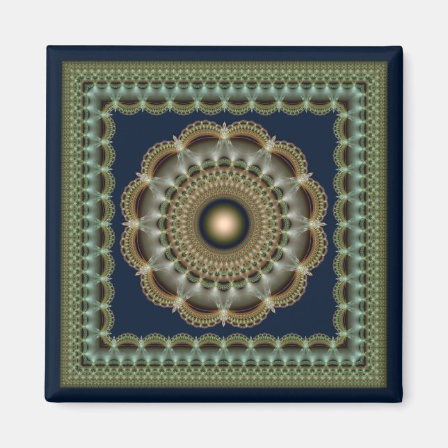 Elegant fantastisk fractal mandala magnet (Framsidan)