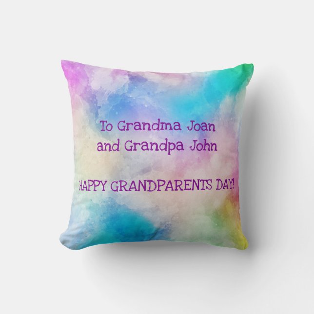 Elegant Fantastisk Grandparent Day Watercolor Art Kudde (Framsida)