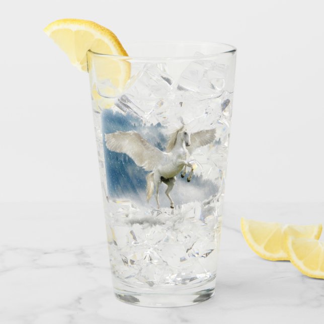 Elegant Fantasy Pegasus Mythical Flies Unicorn Glaskopp (Framsida Ice)