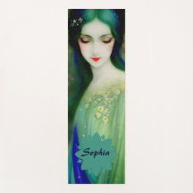 Elegant Fantasy Woman Porträtt i Grönt och Blue