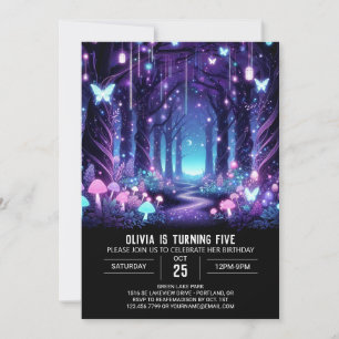 Elegant Fantasy Woodland Digital Birthday Inbjudningar