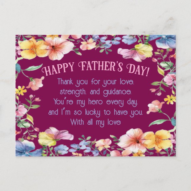 Elegant Far vykort med plutal dekoration (Framsida)