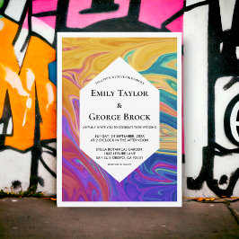 Elegant Färg Abstrakt Måla modern Bröllop Inbjudningar