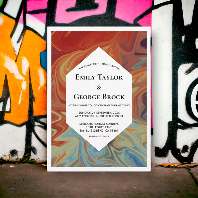 Elegant Färg Abstrakt Modern enkel Bröllop Inbjudningar (Skapare uppladdad)