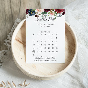 Elegant Färg Blommigt Spara datumkalender Datumet