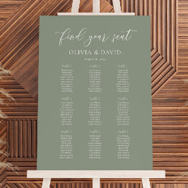 Elegant färg i salvia 9 bord Sittplatskarta Poster