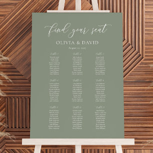 Elegant färg i salvia 9 bord Sittplatskarta Poster