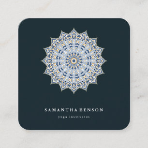 Elegant Färg Lotus Flower Logotyp Yoga Vatten Fyrkantigt Visitkort