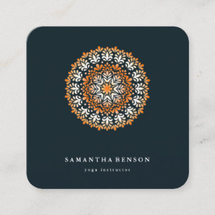Elegant Färg Lotus Flower Logotyp Yoga Vatten Fyrkantigt Visitkort