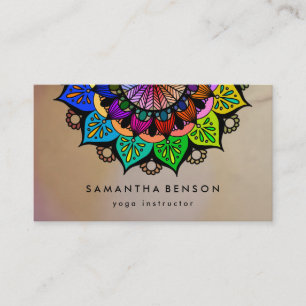 Elegant Färg Lotus Flower Logotyp Yoga Vatten Visitkort