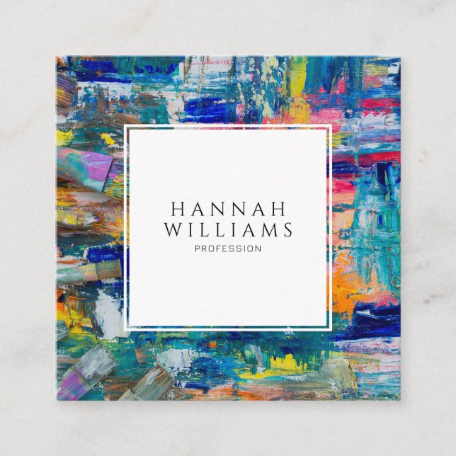 Elegant Färg QR-kod Abstrakt Mönster Painter Fyrkantigt Visitkort (Framsida)