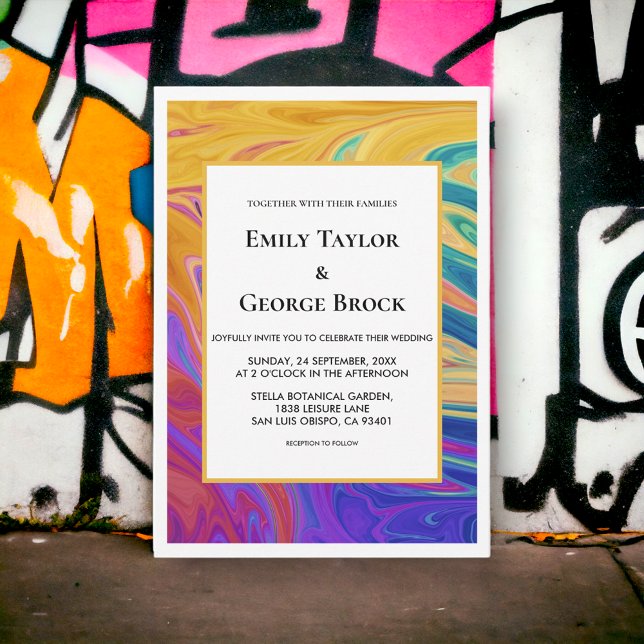 Elegant Färg sömlös Abstrakt Modern Bröllop Inbjudningar (Skapare uppladdad)
