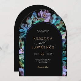 Elegant Färga Blommigtar Svarta Bröllop Inbjudningar