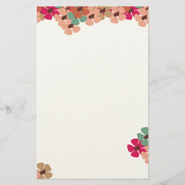 Elegant färgad blommig gratulationskort brevpapper (Framsida)