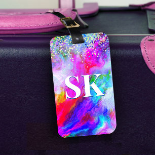 Elegant: färgad marmor, glitter vit bagagebricka