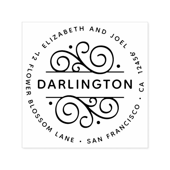 Elegant Färgad rund klassisk Returadress Självfärgande Stämpel (Design)