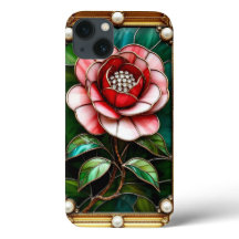 Elegant Färgat Glas Blomma med Invecklad Ram