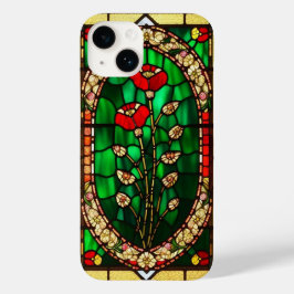 Elegant Färgat Glas Röda Blommor