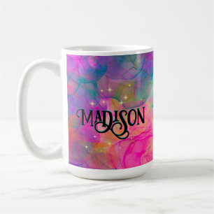 Elegant - färgat marmorkonst monogram kaffemugg