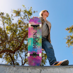 Elegant - färgat marmorkonst monogram mini skateboard bräda 18,5 cm