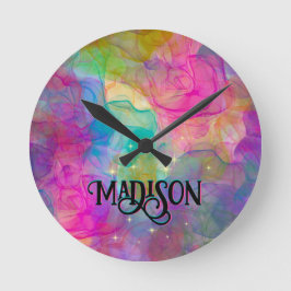 Elegant - färgat marmorkonst monogram rund klocka