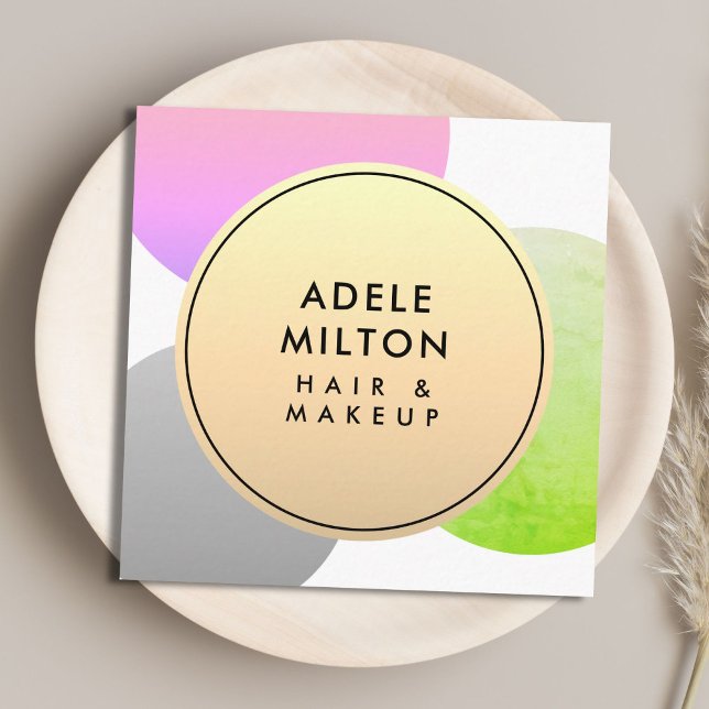 Elegant Färgcirklar Beauty Fyrkantigt Visitkort (Skapare uppladdad)