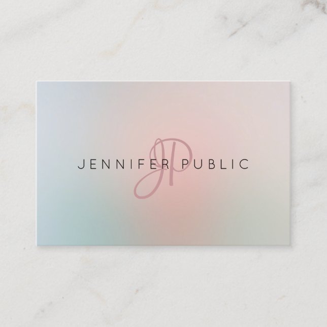 Elegant Färger Minimalistiskt modernt Monogram-Tre Visitkort (Framsida)