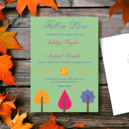 Elegant Färgfall i Kärlek Sage Rustic Bröllop Inbjudningar