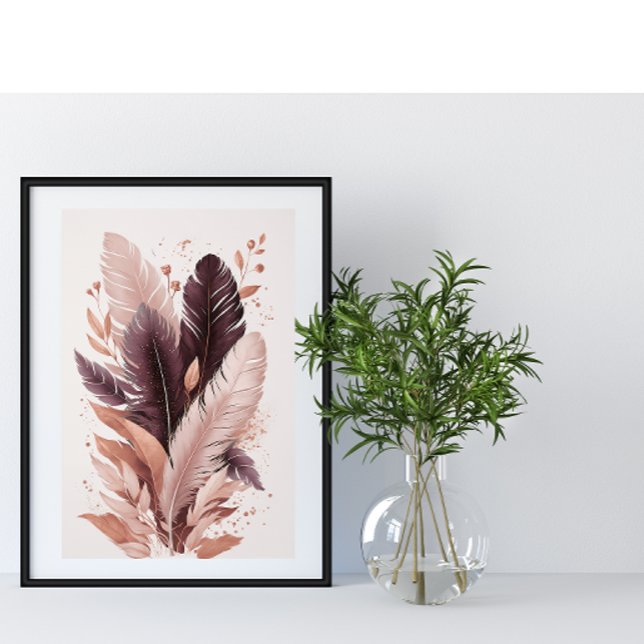 Elegant Färgfjädrar Vattenfärg Botanisk konst Poster (Skapare uppladdad)