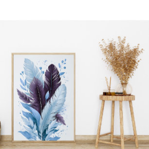Elegant Färgfjädrar Vattenfärg Botanisk konst Poster