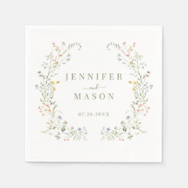 Elegant Färgfläcksblomma av vilda blommor Bröllop Pappersservett