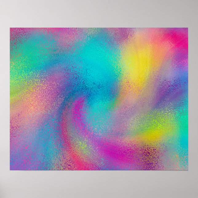 Elegant Färgfull Abstrakt Regbow Glitter Artwork Poster (Framsidan)