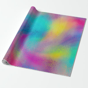 Elegant Färgfull Abstrakt Regbow Glitter Artwork Presentpapper