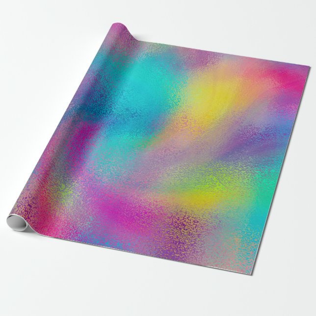 Elegant Färgfull Abstrakt Regbow Glitter Artwork Presentpapper (Utrullad)