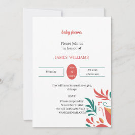 Elegant Färgfull Blommigt Babykläder anpassad Inbjudningar