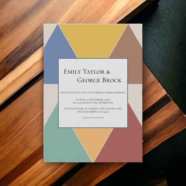 Elegant Färgfull geometrisk Snyggt Modern Bröllop Inbjudningar (Skapare uppladdad)